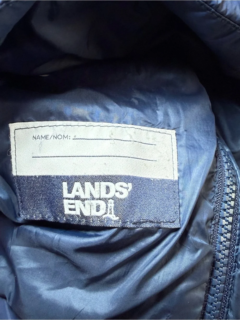 Lands' End Puffer Jacket Kids Size XS 4-5 Blue Full Zip Hooded Pockets School